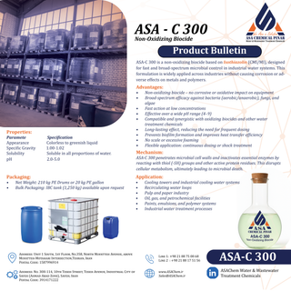 بایوساید بر پایه ایزوتیازولین ASA-C 300 با غلظت CMI/MI 1.5%- گالن 20 لیتری